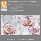 Drawn art peonies on a textured wall with imitation of scuffs. Photo wallpaper in a room or interior of a house. For printing on a label poster of a postcard [WP-FXH-201]