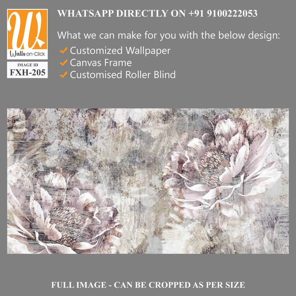 Drawn peony on a textured photo on the wall, art drawing on the wall, photo wallpaper in room, postcard, banquet, poster. [WP-FXH-205]