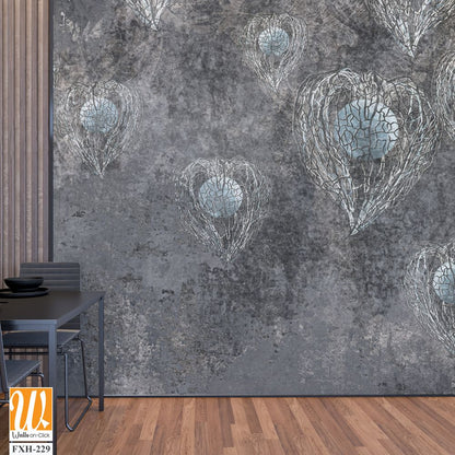 Tropical plants with a core hanging from the wall, imitation of a subterranean wall, photo wallpaper in a room or interior of a house [WP-FXH-229]