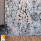 Abstraction, drawn contour animals on texture, photo wallpaper in the room [WP-FXH-235]