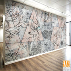 Abstraction, drawn contour animals on texture, photo wallpaper in the room [WP-FXH-235]