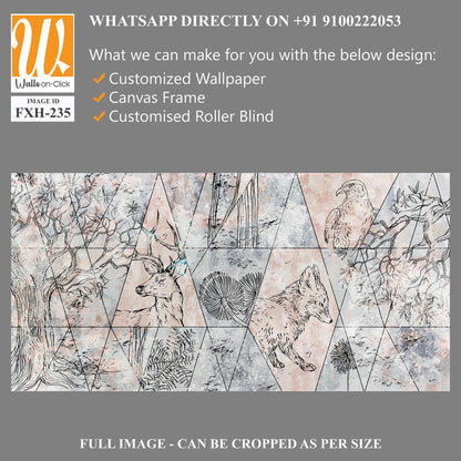 Abstraction, drawn contour animals on texture, photo wallpaper in the room [WP-FXH-235]