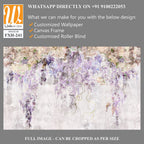 Beautiful lilac branches on the concrete grey vintage wall. Lilac flowers. Blooming lilac. Floral background in loft, modern style. Design for wall mural, card, postcard, wallpaper, photo wallpaper. [WP-FXH-241]