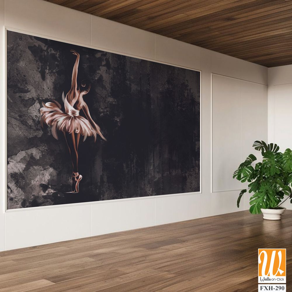 Watercolor ballerina on watercolor stains on a textured background with elements of emitting podrazheniya, photo wallpaper [WP-FXH-290]