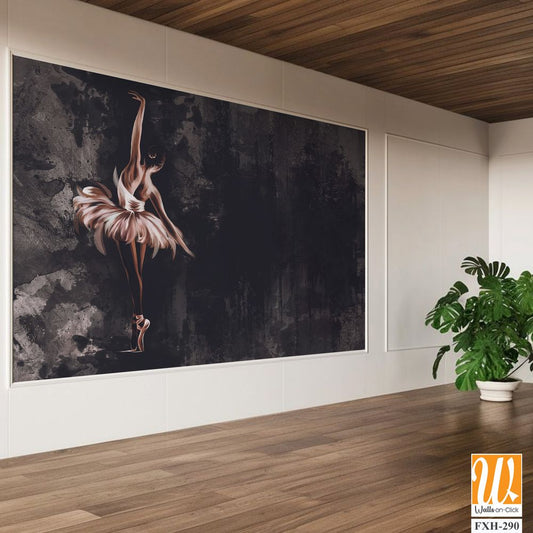 Watercolor ballerina on watercolor stains on a textured background with elements of emitting podrazheniya, photo wallpaper [WP-FXH-290]