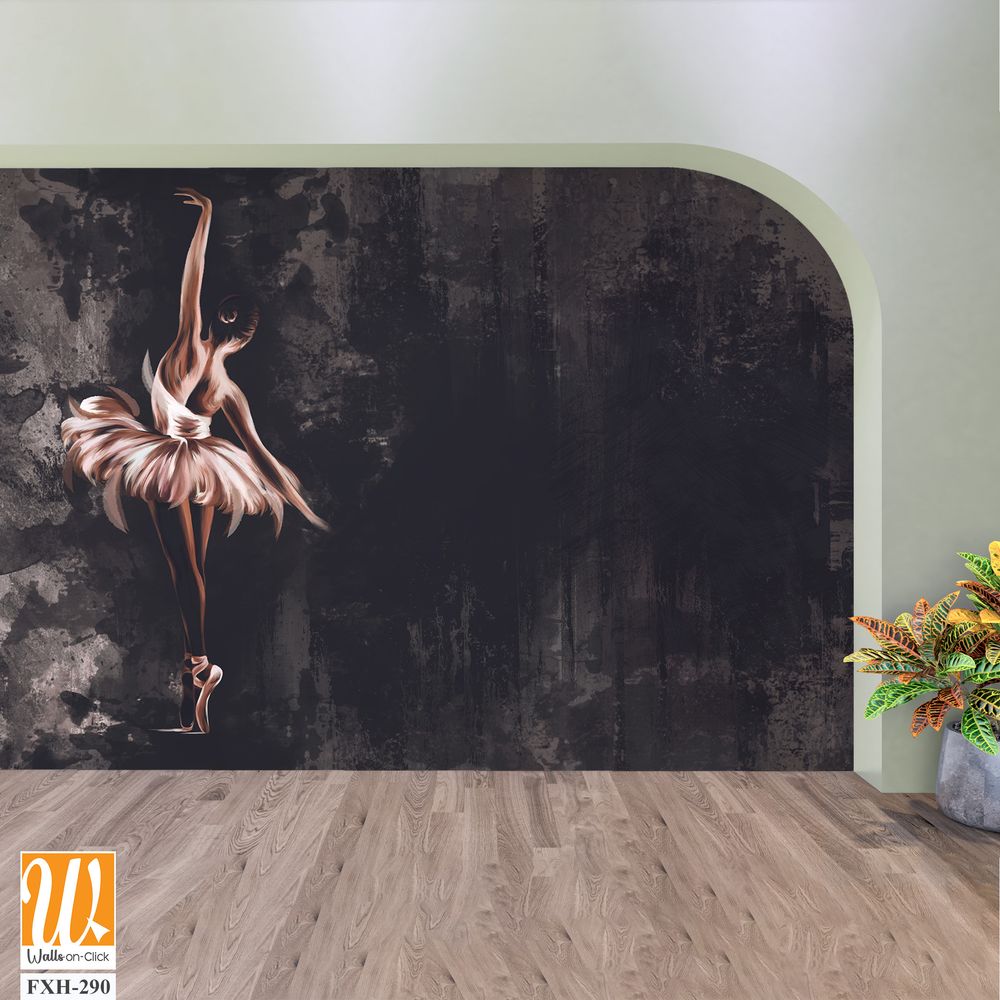 Watercolor ballerina on watercolor stains on a textured background with elements of emitting podrazheniya, photo wallpaper [WP-FXH-290]