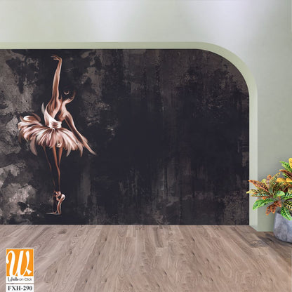 Watercolor ballerina on watercolor stains on a textured background with elements of emitting podrazheniya, photo wallpaper [WP-FXH-290]