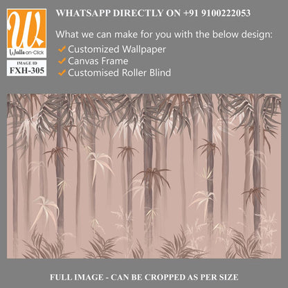 Pastel background on which painted trees with leaves, tropical art murals in the interior [WP-FXH-305]