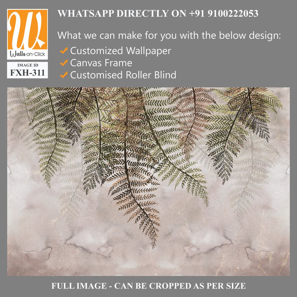 Tropical trees and leaves in foggy forest wallpaper design - 3D illustration [WP-FXH-311]