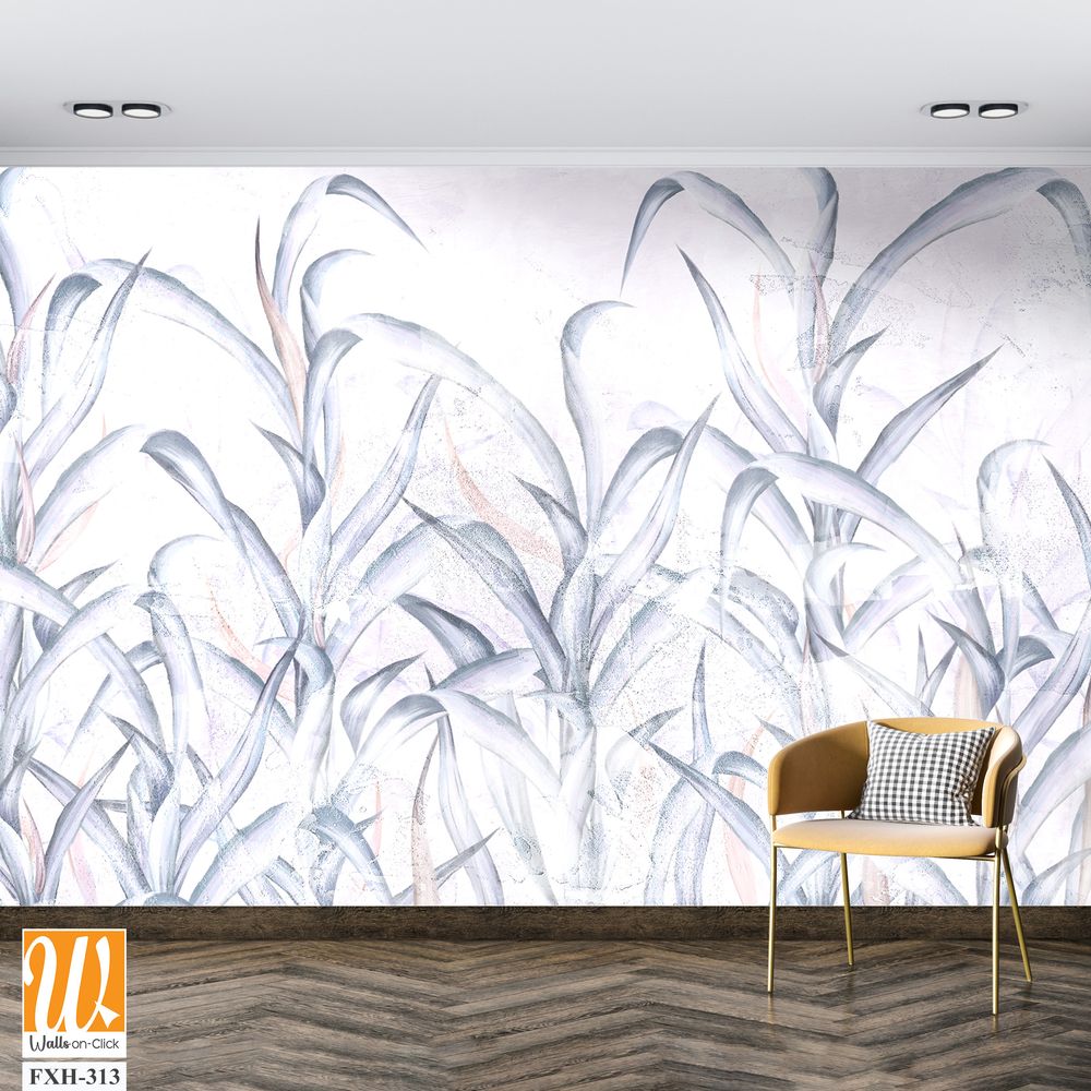 Tall trunks with tall long leaves on a textural background, photo wallpaper for the interior [WP-FXH-313]