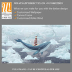 Whale in the starry sky among the clouds with a lighthouse on its back, photo wallpaper for the interior [WP-FXH-322]