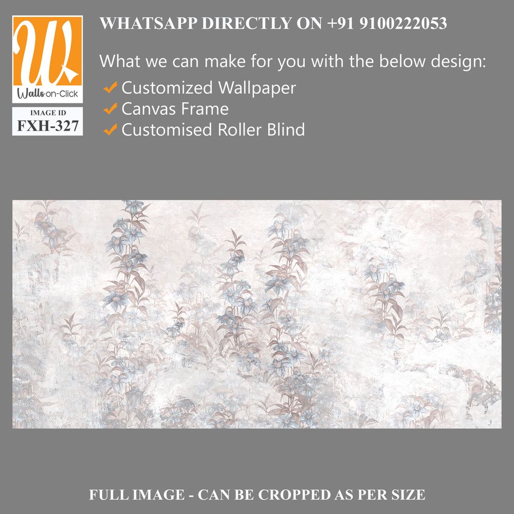 Texture wall cracked background which depicts branches with flowers ele can be seen photo wallpaper in the interior [WP-FXH-327]