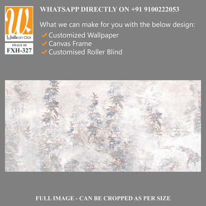 Texture wall cracked background which depicts branches with flowers ele can be seen photo wallpaper in the interior [WP-FXH-327]