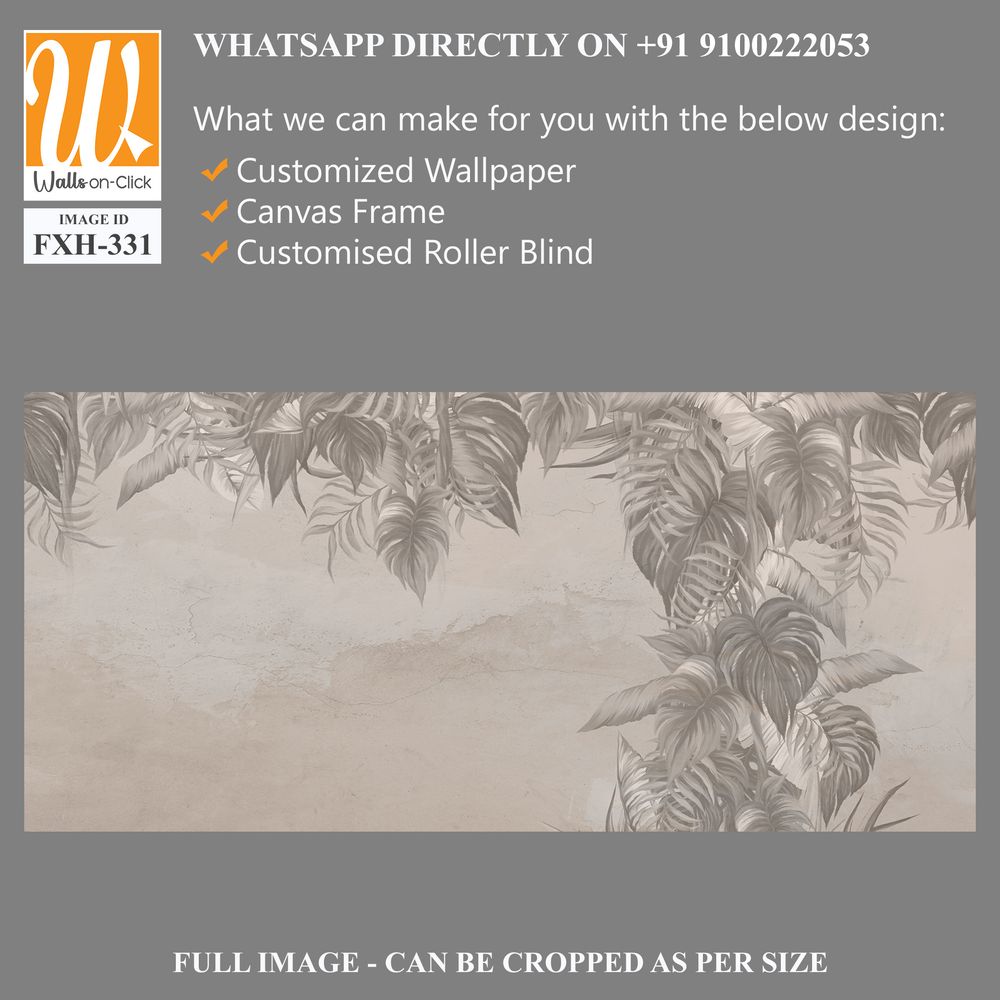 Vintage art drawing on a cracked texture background which depicts the tropics photo wallpaper in the interior [WP-FXH-331]