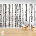 Art painted birch trees on a textured background drawing in light and dark colors photo wallpaper for the interior [WP-FXH-334]