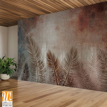 Tropical trees and leaves for digital printing wallpaper, custom design wallpaper - 3D illustration [WP-FXH-343]