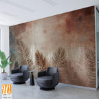 Tropical trees and leaves for digital printing wallpaper, custom design wallpaper - 3D illustration [WP-FXH-343]