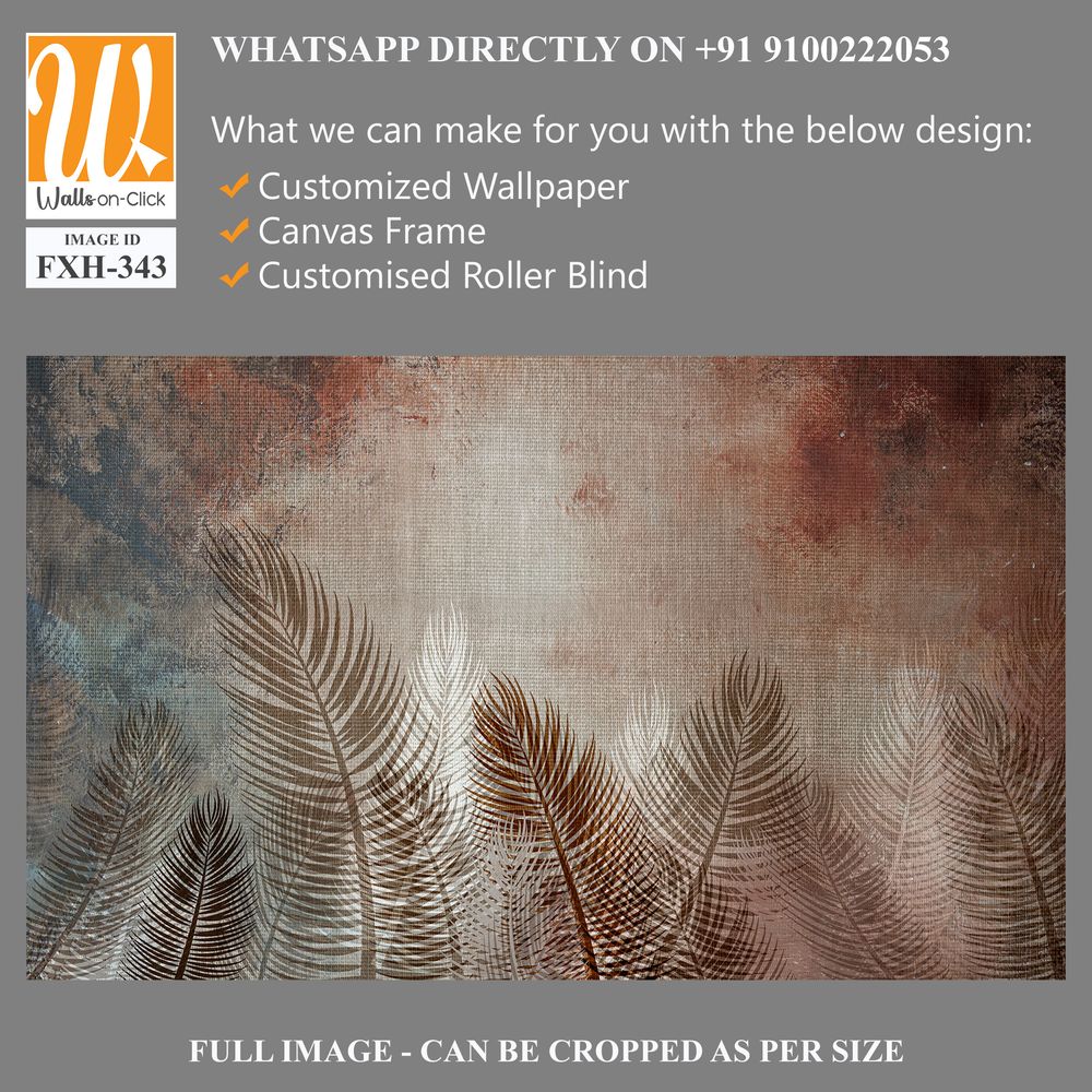 Tropical trees and leaves for digital printing wallpaper, custom design wallpaper - 3D illustration [WP-FXH-343]