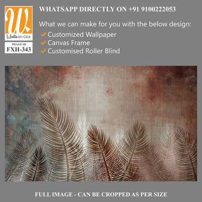 Tropical trees and leaves for digital printing wallpaper, custom design wallpaper - 3D illustration [WP-FXH-343]