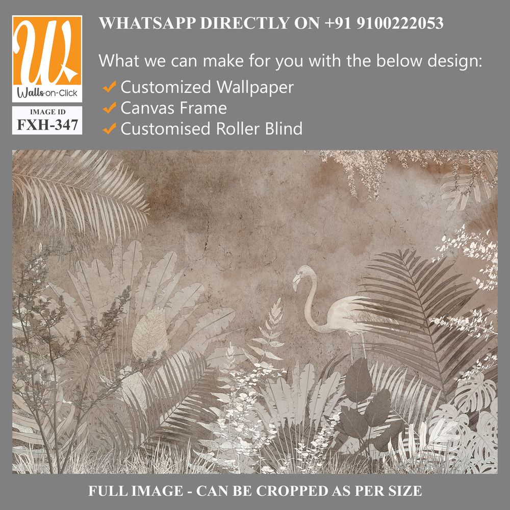 Tropical trees and leaves wallpaper design in foggy forest - 3D illustration [WP-FXH-347]