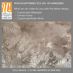 Tropical trees and leaves wallpaper design in foggy forest - 3D illustration [WP-FXH-347]