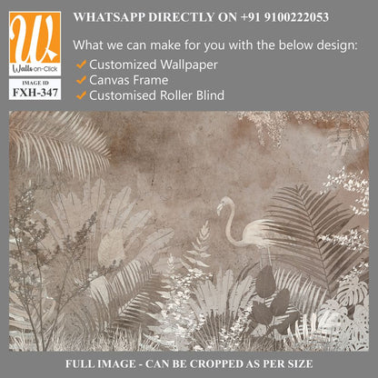 Tropical trees and leaves wallpaper design in foggy forest - 3D illustration [WP-FXH-347]