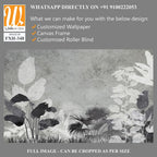 Tropical trees and leaves wallpaper design in foggy forest - 3D illustration [WP-FXH-348]