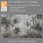Tropical trees and leaves for digital printing wallpaper, custom design wallpaper - 3D illustration [WP-FXH-350]