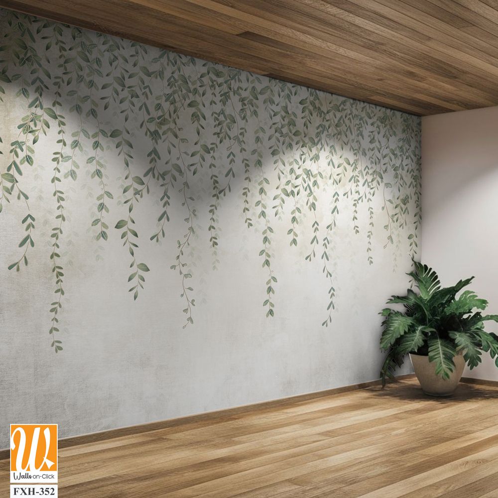 Tropical leaves wallpaper design in foggy forest - 3D illustration [WP-FXH-352]