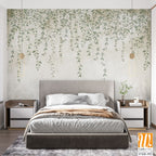 Tropical leaves wallpaper design in foggy forest - 3D illustration [WP-FXH-352]