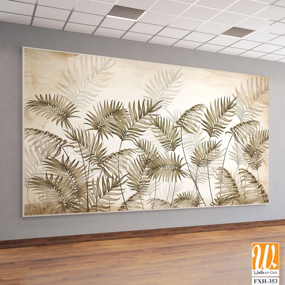 Tropical leaves wallpaper design in foggy forest - 3D illustration [WP-FXH-353]
