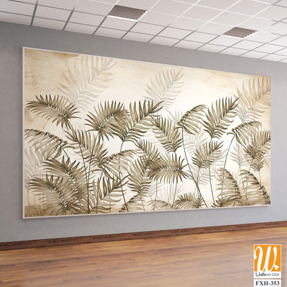 Tropical leaves wallpaper design in foggy forest - 3D illustration [WP-FXH-353]