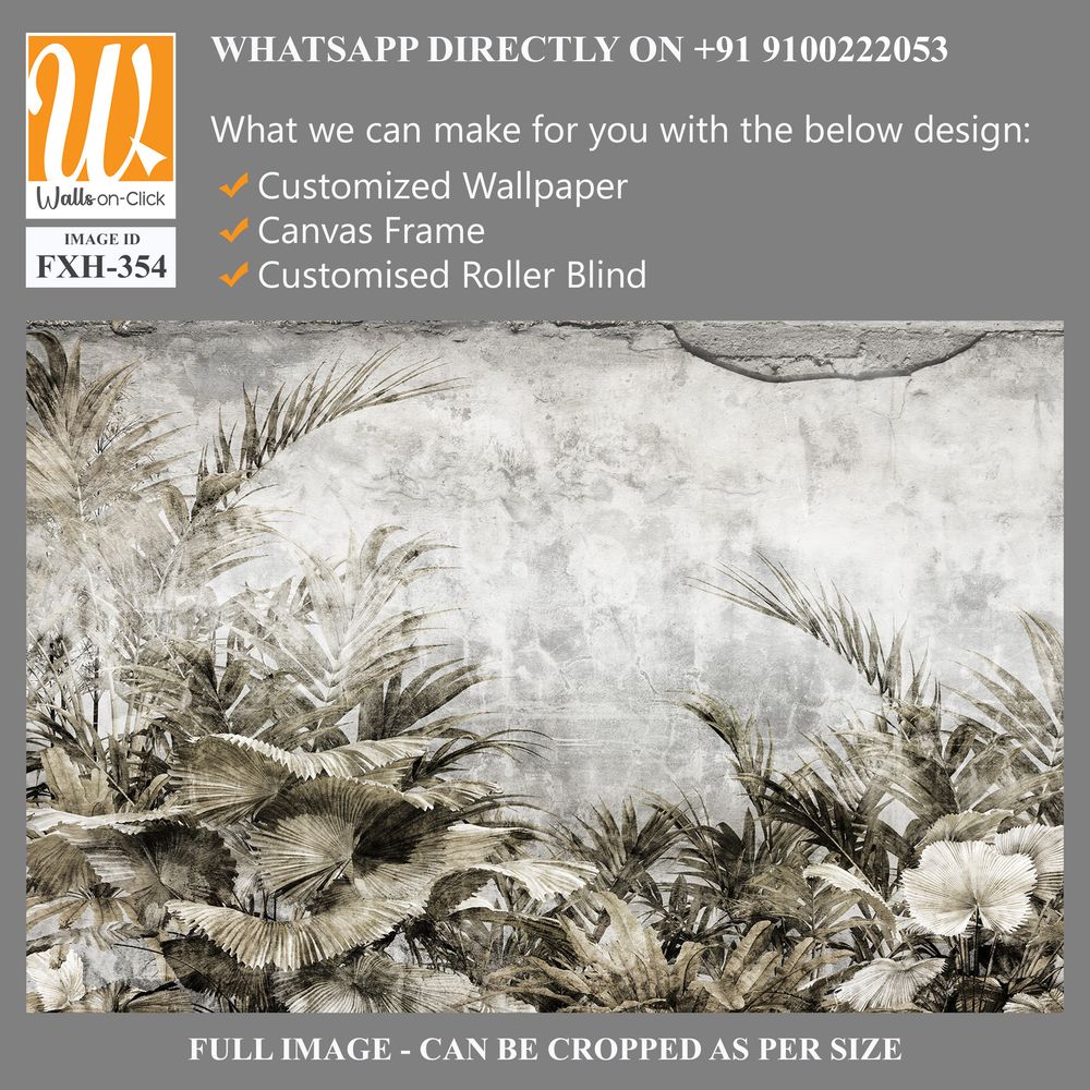 Tropical trees and leaves wallpaper design in foggy forest - 3D illustration [WP-FXH-354]