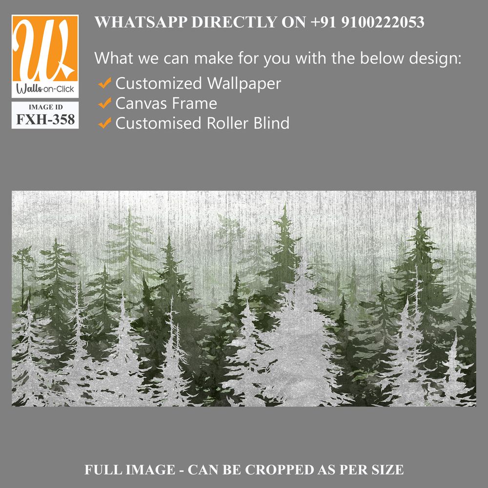 Trees art drawing in different colors on a textural background scuffs photo wallpaper in the interior [WP-FXH-358]