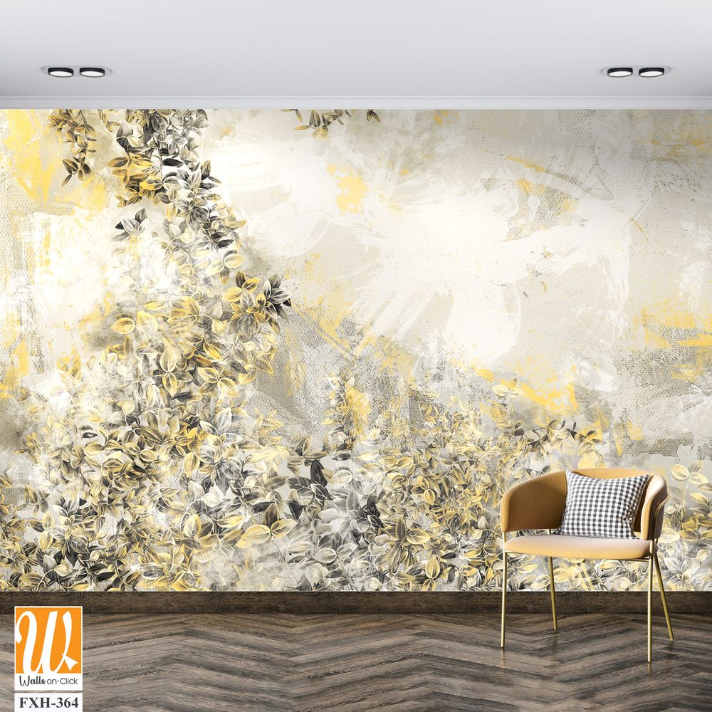 Bushes with leaves curly from bottom to top on a textured shabby background photo wallpaper in the interior [WP-FXH-364]