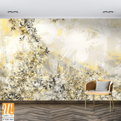 Bushes with leaves curly from bottom to top on a textured shabby background photo wallpaper in the interior [WP-FXH-364]