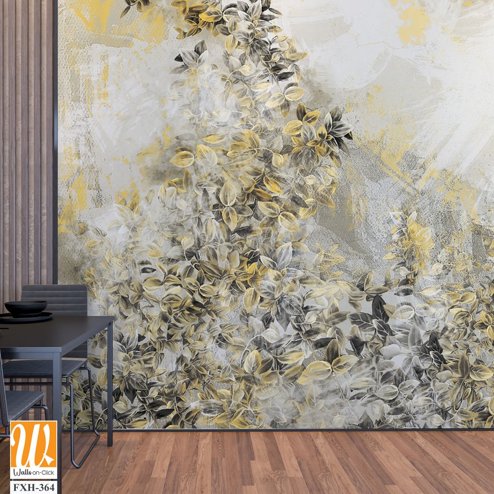 Bushes with leaves curly from bottom to top on a textured shabby background photo wallpaper in the interior [WP-FXH-364]