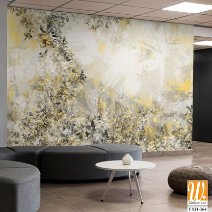 Bushes with leaves curly from bottom to top on a textured shabby background photo wallpaper in the interior [WP-FXH-364]