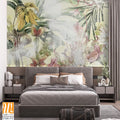 Flowers leaves tropical plants on a textured background photo wallpaper [WP-FXH-372]