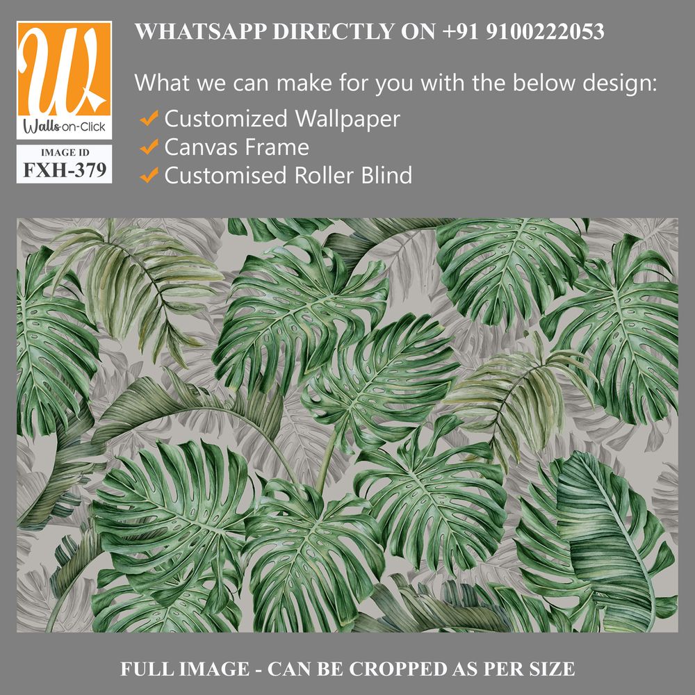 Tropical wallpaper design, plants background, natural mural art. [WP-FXH-379]