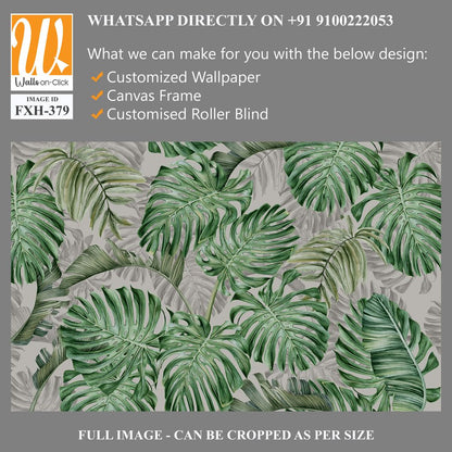 Tropical wallpaper design, plants background, natural mural art. [WP-FXH-379]