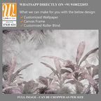 Tropical trees and leaves in foggy forest wallpaper design - 3D illustration [WP-FXH-434]