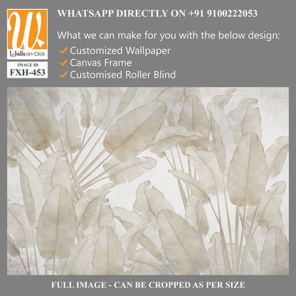 Tropical trees and leaves wallpaper design in foggy forest - 3D illustration [WP-FXH-453]