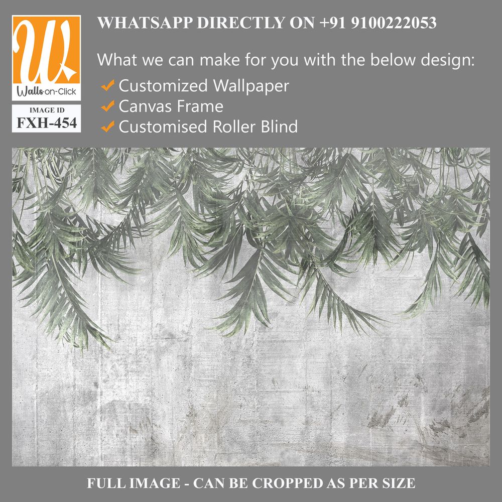 Tropical trees and leaves wallpaper design in foggy forest - 3D illustration [WP-FXH-454]