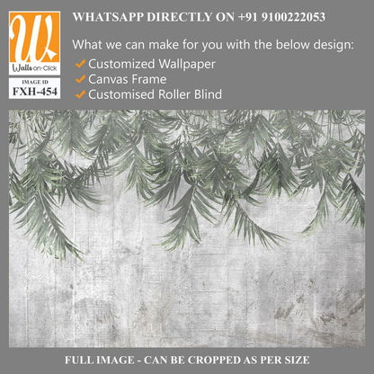 Tropical trees and leaves wallpaper design in foggy forest - 3D illustration [WP-FXH-454]