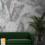 Tropical trees and leaves wallpaper design in foggy forest - 3D illustration [WP-FXH-457]