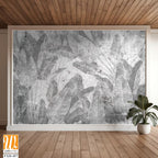 Tropical trees and leaves wallpaper design in foggy forest - 3D illustration [WP-FXH-457]