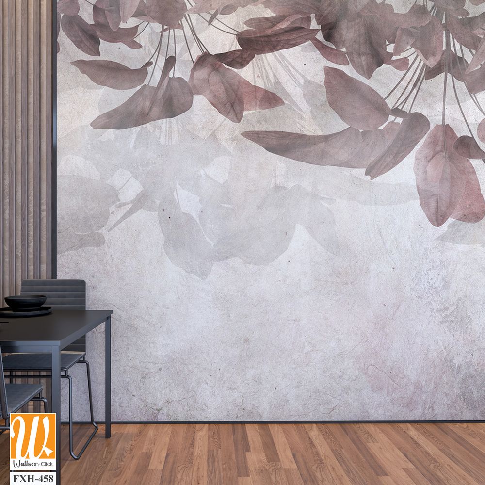 Tropical trees and leaves wallpaper design in foggy forest - 3D illustration [WP-FXH-458]