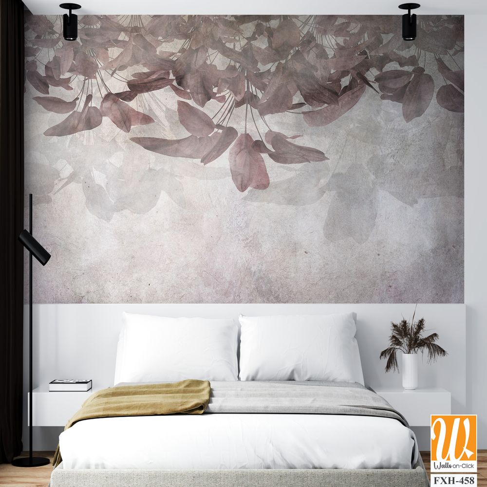 Tropical trees and leaves wallpaper design in foggy forest - 3D illustration [WP-FXH-458]