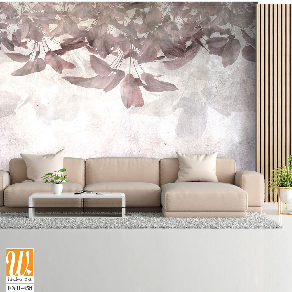Tropical trees and leaves wallpaper design in foggy forest - 3D illustration [WP-FXH-458]